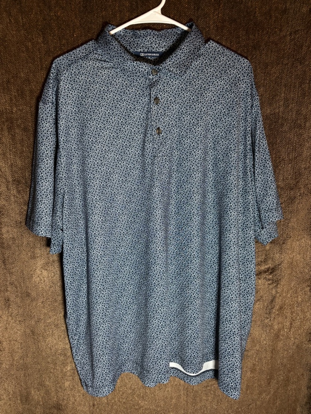Cutter & Buck Men's Blue Micro-Pattern Polo